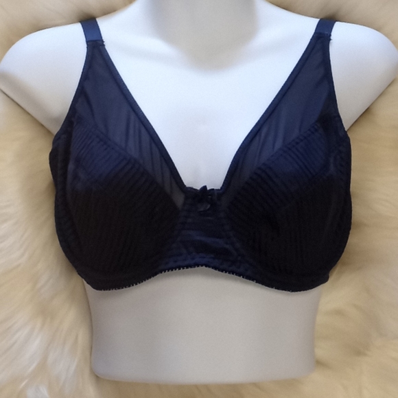 Curve Muse Satin & Mesh Striped Bra - Picture 12 of 16